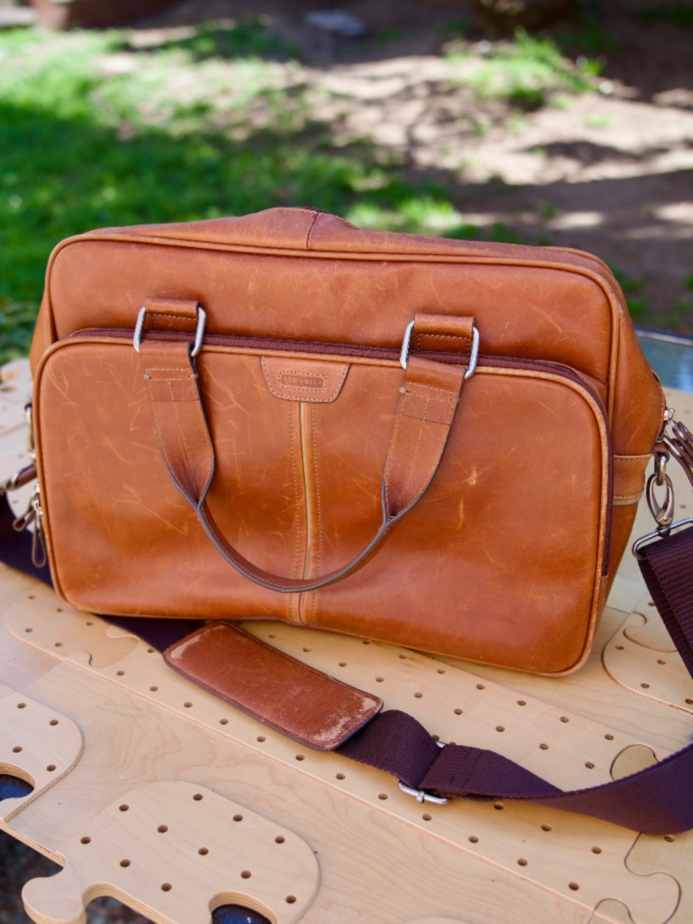 Fossil 100% Leather Trent Laptop Briefcase